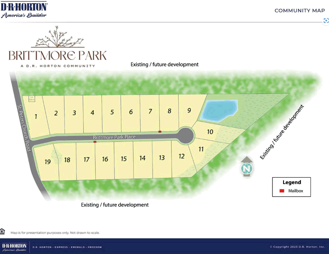 D. R. Horton Community Map of the Brittmore Park community in Myrtle Beach